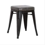 ΣΚΑΜΠΩ ΜΕΤΑΛΛΙΚΟ ΧΑΜΗΛΟ TOLIX S ΜΑΥΡΟ ΔΕΡΜΑΤΙΝΗ ΓΚΡΙ 45CM