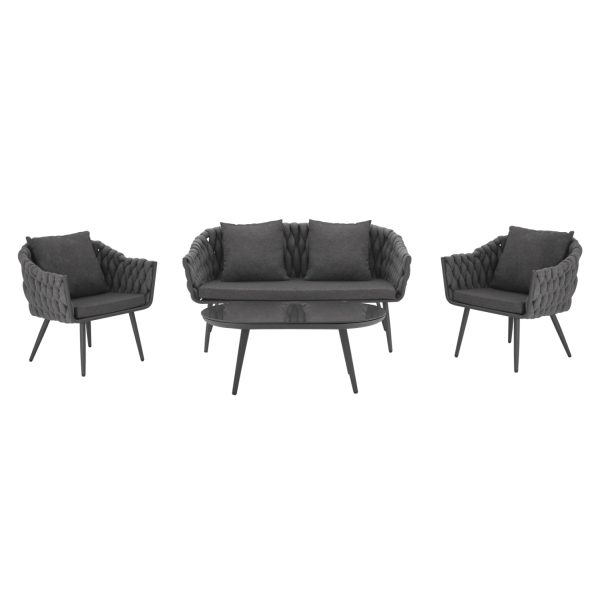 WICKER RATTAN SET ΜΕΤΑΛΛΙΚΟ ΕΞΩΤΕΡΙΚΟΥ ΧΩΡΟΥ ΓΚΡΙ