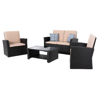 ΣΑΛΟΝΙ WICKER RATTAN CASTLE ΓΚΡΙ ΜΠΕΖ ΕΞΩΤΕΡΙΚΟΥ ΧΩΡΟΥ