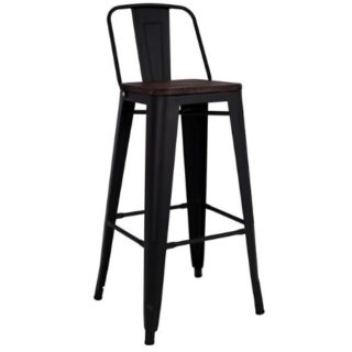 ΣΚΑΜΠΩ BAR VINTAGE COUNTRY INDUSTRIAL TOLIX S ΠΛΑΤΗ ΜΑΥΡΟ BLACK MATTE ΞΥΛΙΝΟ ΚΑΘΙΣΜΑ