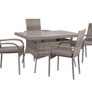 ΣΕΤ ΤΡΑΠΕΖΑΡΙΑ WICKER RATTAN ΓΚΡΙ GRAY ΕΞΩΤΕΡΙΚΟΥ ΧΩΡΟΥ SUMATRA ME ΔΩΡΟ ΜΑΞΙΛΑΡΙΑ