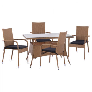 ΣΕΤ ΤΡΑΠΕΖΑΡΙΑ WICKER RATTAN ΕΞΩΤΕΡΙΚΟΥ ΧΩΡΟΥ SUMATRA ΜΠΕΖ ΚΑΦΕ ME ΔΩΡΟ ΜΑΞΙΛΑΡΙΑ