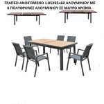 ΤΡΑΠΕΖΑΡΙΑ ΑΛΟΥΜΙΝΙΟΥ ΤΡΑΠΕΖΙ ΕΠΕΚΤΕΙΝΟΜΕΝΟ ΜΕ 6 ΠΟΛΥΘΡΟΝΕΣ