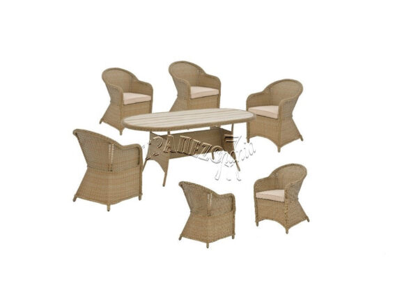 ΤΡΑΠΕΖΑΡΙΑ ΕΞΩΤΕΡΙΚΟΥ ΧΩΡΟΥ 6 ΘΕΣΕΩΝ WICKER RATTAN SENDIA