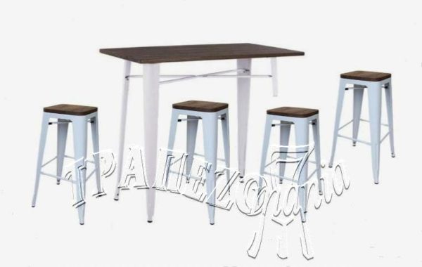 ΣΤΑΝΤ ΜΠΑΡ ΕΞΩΤΕΡΙΚΟΥ ΧΩΡΟΥ TOLIX ΣΕΤ STANT BAR ΤΡΑΠΕΖΙ ΜΕ 4 ΣΚΑΜΠΩ