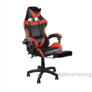 BF7860 Gaming Relax Πολυθρόνα Γραφείου με Υποπόδιο, Pu Μαύρο - Κόκκινο