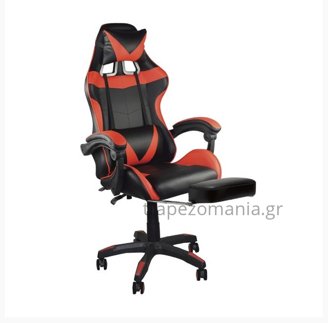 BF7860 Gaming Relax Πολυθρόνα Γραφείου με Υποπόδιο, Pu Μαύρο - Κόκκινο