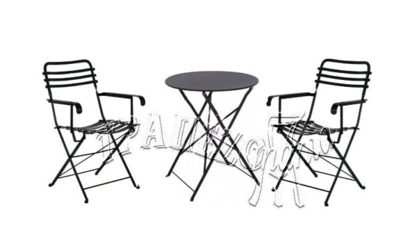 ΖΑΠΠΕΙΟΥ ΚΑΡΕΚΛΑ ΜΕΤΑΛΛΙΚΗ ΤΡΑΠΕΖΙ RETRO BISTRO SET ΜΑΥΡΑ ΠΤΥΣΣΟΜΕΝΑ ΣΕΤ ΜΑΥΡΑ