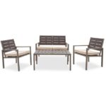 ΜΕΤΑΛΛΙΚΟ ΣΑΛΟΝΙ ΕΞΩΤΕΡΙΚΟΥ ΧΩΡΟΥ POLYWOOD SET ΧΡΩΜΑ ΜΟΚΑ