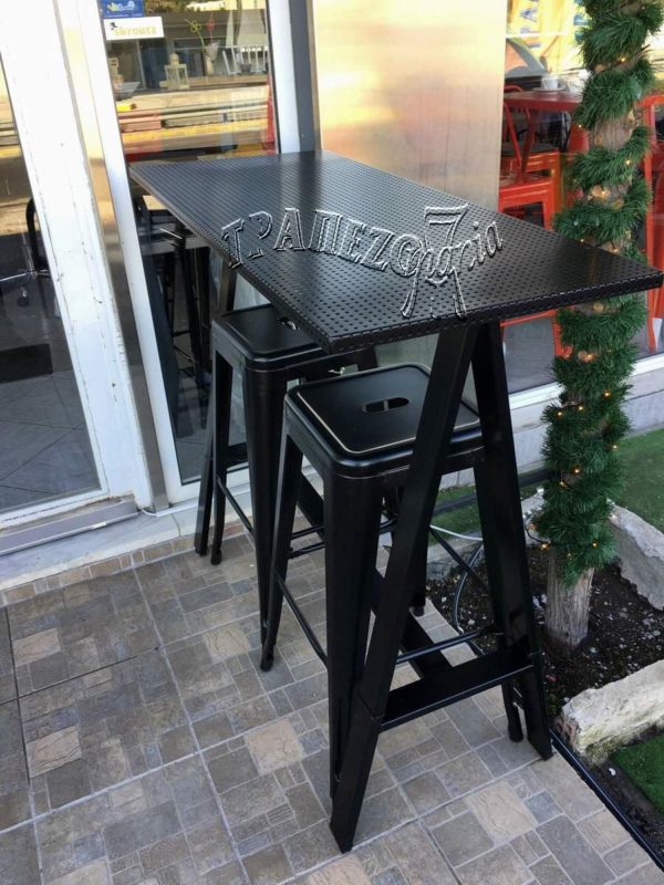 STANT BAR ΤΡΑΠΕΖΙ ΜΕΤΑΛΛΙΚΟ ΨΗΛΟ ΕΠΙΦΑΝΕΙΑ ΔΙΑΤΡΗΤΗ ΛΑΜΑΡΙΝΑ
