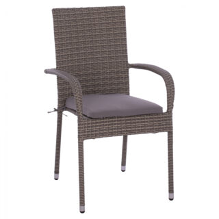 ΜΕΤΑΛΛΙΚΗ ΠΟΛΥΘΡΟΝΑ WICKER RATTAN ΕΞΩΤΕΡΙΚΟΥ ΧΩΡΟΥ ΓΚΡΙ ΧΡΩΜΑ AIGLI