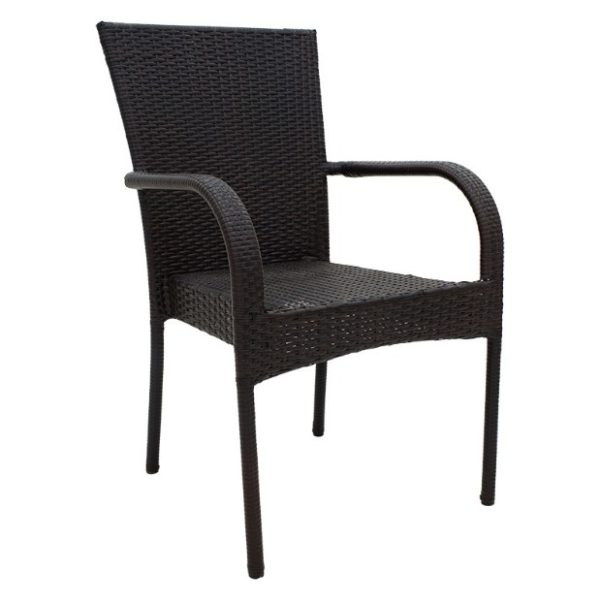 ΜΕΤΑΛΛΙΚΗ ΠΟΛΥΘΡΟΝΑ WICKER RATTAN ΕΞΩΤΕΡΙΚΟΥ ΧΩΡΟΥ ΚΑΦΕ ΧΡΩΜΑ AIGLI