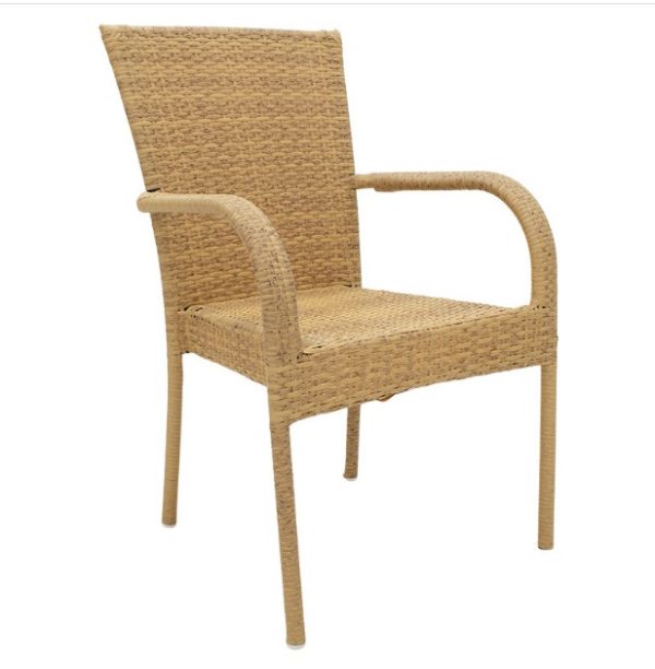ΜΕΤΑΛΛΙΚΗ ΠΟΛΥΘΡΟΝΑ WICKER RATTAN ΕΞΩΤΕΡΙΚΟΥ ΧΩΡΟΥ ΦΥΣΙΚΟ ΧΡΩΜΑ AIGLI