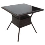 ΜΕΤΑΛΛΙΚΟ ΤΡΑΠΕΖΙ WICKER RATTAN ΕΞΩΤΕΡΙΚΟΥ ΧΩΡΟΥ 80Χ80 ΚΑΦΕ ΧΡΩΜΑ AIGLI