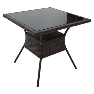 ΜΕΤΑΛΛΙΚΟ ΤΡΑΠΕΖΙ WICKER RATTAN ΕΞΩΤΕΡΙΚΟΥ ΧΩΡΟΥ 80Χ80 ΚΑΦΕ ΧΡΩΜΑ AIGLI