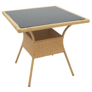 ΜΕΤΑΛΛΙΚΟ ΤΡΑΠΕΖΙ WICKER RATTAN ΕΞΩΤΕΡΙΚΟΥ ΧΩΡΟΥ 80Χ80 ΦΥΣΙΚΟ ΧΡΩΜΑ AIGLI