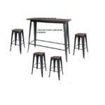 ΣΤΑΝΤ ΜΠΑΡ 1.20x0.40 TOLIX ΣΕΤ STANT BAR ΤΡΑΠΕΖΙ ΜΕ 4 ΣΚΑΜΠΩ ΜΕ ΞΥΛΙΝΟ ΚΑΘΙΣΜΑ