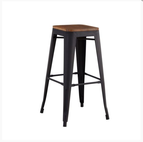 ΣΚΑΜΠΩ BAR VINTAGE COUNTRY INDUSTRIAL TOLIX S ΜΑΥΡΟ BLACK MATTE ΞΥΛΙΝΟ ΚΑΘΙΣΜΑ