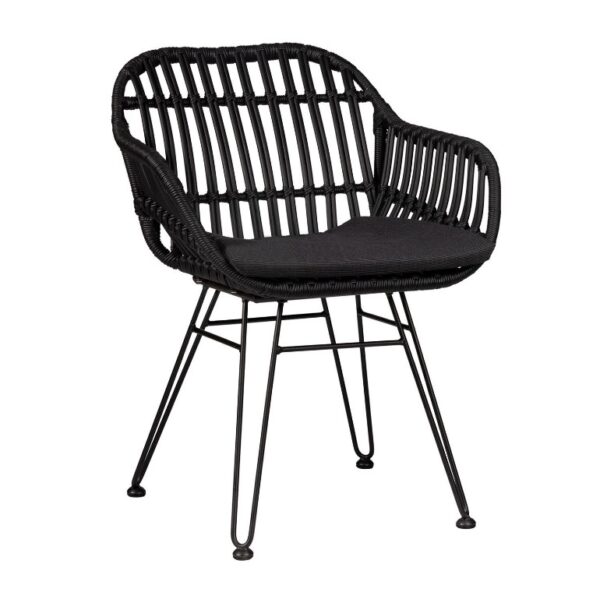 ΜΕΤΑΛΛΙΚΗ ΠΟΛΥΘΡΟΝΑ WICKER RATTAN ΠΛΕΧΤΗ ΜΑΥΡΗ BLACK ΕΞΩΤΕΡΙΚΟΥ ΧΩΡΟΥ NEW