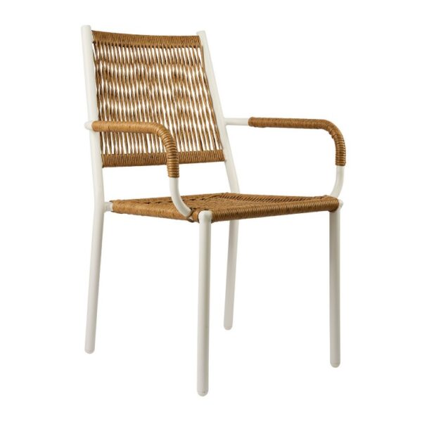 ΜΕΤΑΛΛΙΚΗ ΠΟΛΥΘΡΟΝΑ ΠΛΕΧΤΗ WICKER RATTAN ΛΕΥΚΗ ΑΣΠΡΗ MARTA