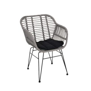 ΠΟΛΥΘΡΟΝΑ ΚΑΘΙΣΜΑ WICKER RATTAN ΓΚΡΙ ΜΕΤΑΛΛΙΚΗ ΜΕ ΜΑΞΙΛΑΡΙ