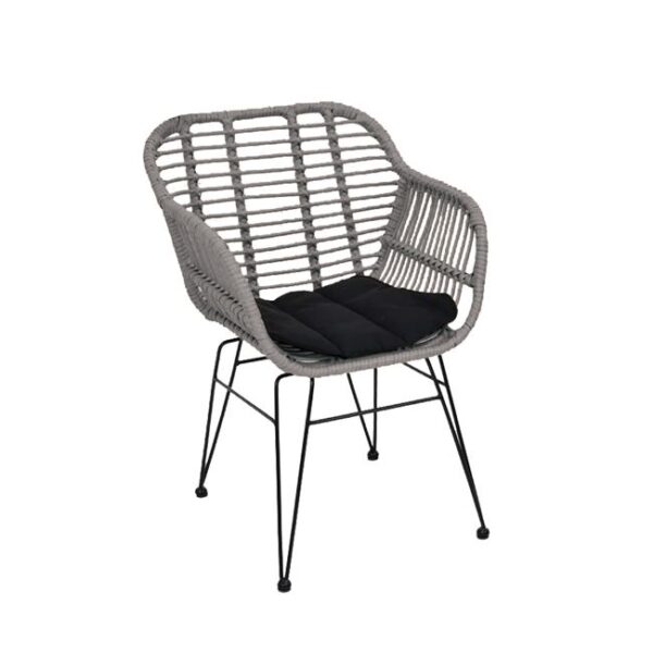 ΠΟΛΥΘΡΟΝΑ ΚΑΘΙΣΜΑ WICKER RATTAN ΓΚΡΙ ΜΕΤΑΛΛΙΚΗ ΜΕ ΜΑΞΙΛΑΡΙ