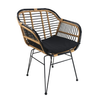 ΜΕΤΑΛΛΙΚΗ ΠΟΛΥΘΡΟΝΑ WICKER RATTAN ΜΑΥΡΟ ΜΠΕΖ ΜΕ ΜΑΞΙΛΑΡΙ ORNELA