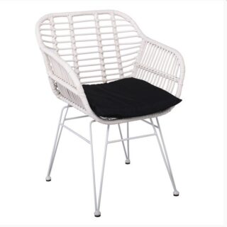 ΠΟΛΥΘΡΟΝΑ ΛΕΥΚΗ ΑΣΠΡΗ ΠΛΕΚΤΗ WICKER RATTAN ΜΕ ΜΑΞΙΛΑΡΙ