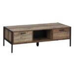 TORRE Τραπεζάκι Σαλονιού- Καθιστικού, Μέταλλο Βαφή Μαύρο, Απόχρωση Σκούρο Καρυδί