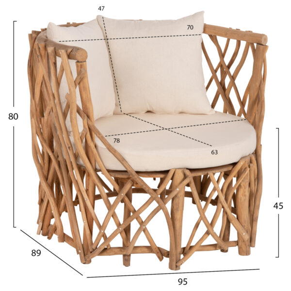 BOHO BOHEMIAN ΠΟΛΥΘΡΟΝΑ ΜΑΣΙΦ ΞΥΛΟ TEAK ΜΕ ΜΑΞΙΛΑΡΙΑ - Image 5