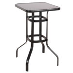 ΤΡΑΠΕΖΙ ΨΗΛΟ ΜΠΑΡ ΣΤΑΝΤ ΜΕΤΑΛΛΙΚΟ ΕΞΩΤ ΧΩΡΟΥ ΜΕ ΤΖΑΜΙ ΜΑΥΡΟ ΧΡΩΜΑ