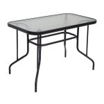 ΜΕΤΑΛΛΙΚΟ ΤΡΑΠΕΖΙ ΜΑΥΡΟ ΜΕ ΓΥΑΛΙ ΕΞΩΤΕΡΙΚΟΥ ΧΩΡΟΥ 110Χ60
