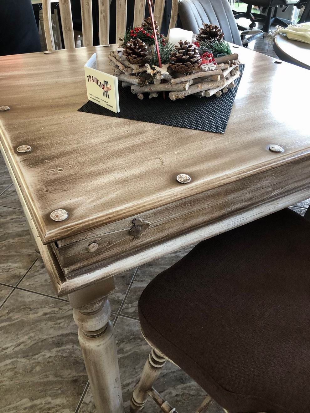 ΤΡΑΠΕΖΑΡΙΑ ΕΝΙΑΙΟΥ ΧΩΡΟΥ VINTAGE ΠΑΤΙΝΑ ΠΑΛΑΙΩΣΗ - Image 4