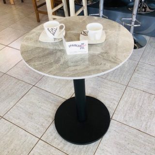 ΤΡΑΠΕΖΙ ΜΑΡΜΑΡΙΝΟ ΓΚΡΙ Φ-60 ΜΕ ΒΑΣΗ