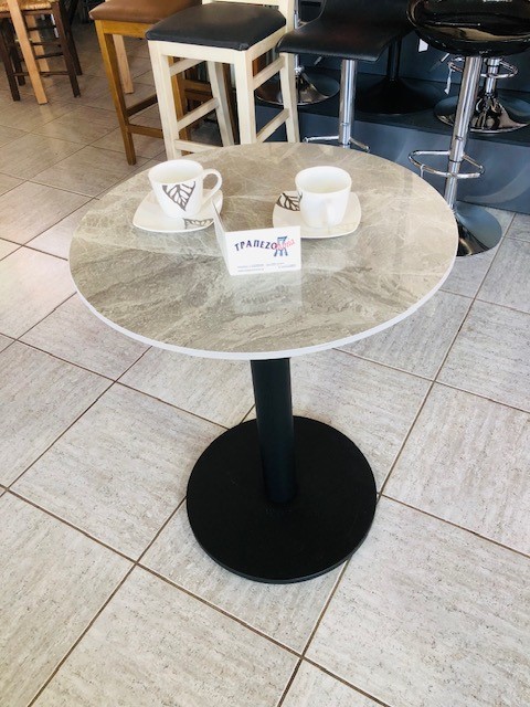 ΤΡΑΠΕΖΙ ΜΑΡΜΑΡΙΝΟ ΓΚΡΙ Φ-70 ΜΕ ΒΑΣΗ