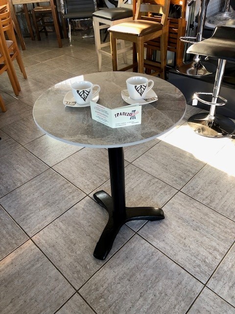 ΤΡΑΠΕΖΙ ΜΑΡΜΑΡΟ ΓΚΡΙ GRAY Φ-60 ΜΕ ΒΑΣΗ ΜΑΝΤΕΜΙ