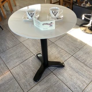 ΤΡΑΠΕΖΙ ΜΑΡΜΑΡΟ ΛΕΥΚΟ ΑΣΠΡΟ Φ-60 ΜΕ ΒΑΣΗ ΜΑΝΤΕΜΙ