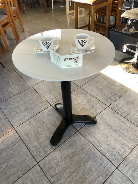 ΤΡΑΠΕΖΙ ΜΑΡΜΑΡΟ ΛΕΥΚΟ ΑΣΠΡΟ Φ-60 ΜΕ ΒΑΣΗ ΜΑΝΤΕΜΙ