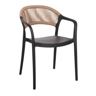 DONNA Πολυθρόνα-Pro Στοιβαζόμενη, PP-UV Μαύρη Black