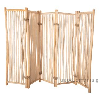 ΔΙΑΧΩΡΙΣΤΙΚΟ ΠΑΡΑΒΑΝ ΑΣΠΡΟΞΥΛΑ ΜΑΣΙΦ ΞΥΛΟ TEAK 215-275 ΥΨΟΣ 180