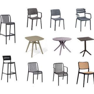 Πολυπροπυλενίου καρέκλες τραπέζια σκαμπό πολυθρόνες