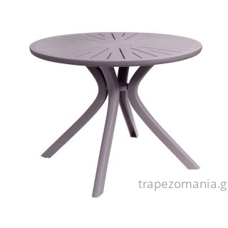 ΡΟΤΟΝΤΑ ΣΤΡΟΓΓΥΛΟ ΤΡΑΠΕΖΙ ΠΟΛΥΠΡΟΠΥΛΕΝΙΟ Φ-100 ΓΚΡΙ ΧΡΩΜΑ