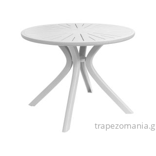 ΡΟΤΟΝΤΑ ΣΤΡΟΓΓΥΛΟ ΤΡΑΠΕΖΙ ΠΟΛΥΠΡΟΠΥΛΕΝΙΟ Φ-100 ΛΕΥΚΟ ΑΣΠΡΟ ΧΡΩΜΑ