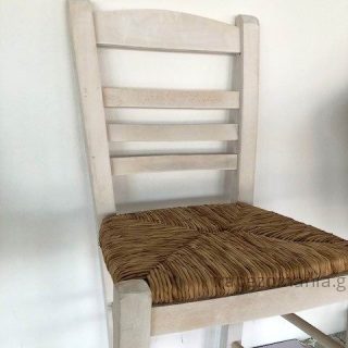 ΣΙΦΝΟΣ Καρέκλα Οξιά Βαφή Εμποτισμού, Λάκα Άσπρο, Κάθισμα Ψάθα