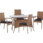 ΣΕΤ ΤΡΑΠΕΖΑΡΙΑ WICKER RATTAN ΕΞΩΤΕΡΙΚΟΥ ΧΩΡΟΥ 1,50Χ90 SUMATRA ΜΠΕΖ ΚΑΦΕ ME ΔΩΡΟ ΜΑΞΙΛΑΡΙΑ