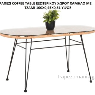 WICKER RATTAN ΤΡΑΠΕΖΙ COFFEE TABLE ΕΞΩΤΕΡΙΚΟΥ ΧΩΡΟΥ ΧΑΜΗΛΟ ΟΒΑΛ