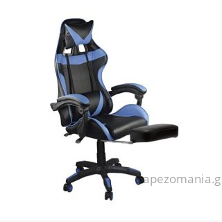 BF7860 Gaming Relax Πολυθρόνα Γραφείου με Υποπόδιο, Pu Μαύρο - Μπλέ